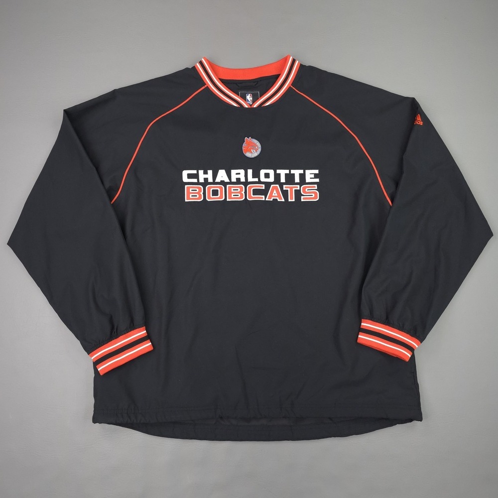 Charlotte Bobcats Jacket Mens Large Black NBA Basketball Adidas Pullover Warm Up